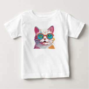 Cat Head Wearing Glasses Clipart Baby T-Shirt