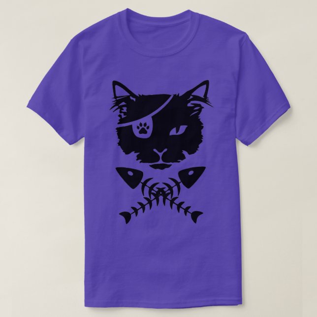Cat head with fish bone T-Shirt (Design Front)