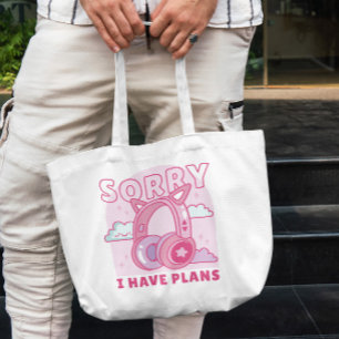 Cat Headphones Tote Bag