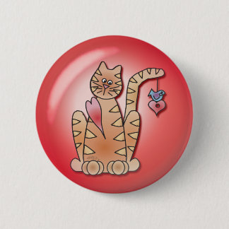 CAT HEART BUBBLE by SHARON SHARPE 6 Cm Round Badge