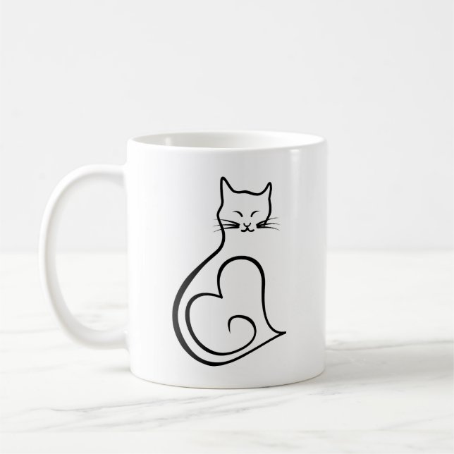 Cat - Heart Coffee Mug (Left)