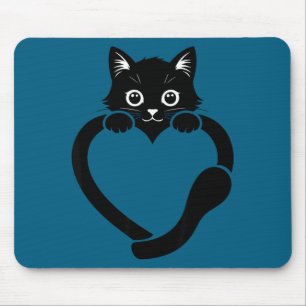 Cat heart graphic love cute cat mouse mat