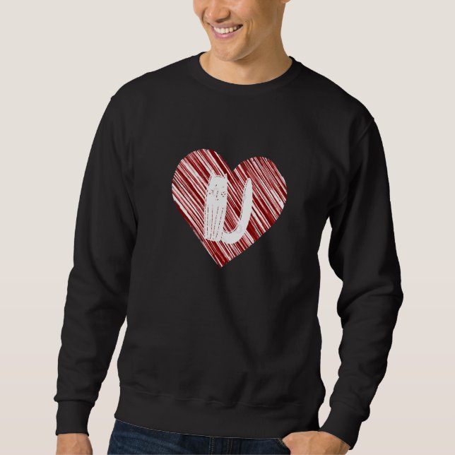 Cat Heart U  Cute Kitten  Apparel Coffee Sweatshirt (Front)