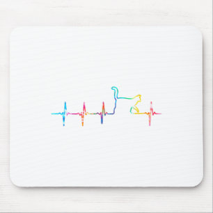 Cat Heartbeat Cat Lover Cute Animal Tie Dye Womens Mouse Mat