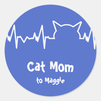 Cat Heartbeat for Cat Moms, Cat Dads Classic Round Sticker