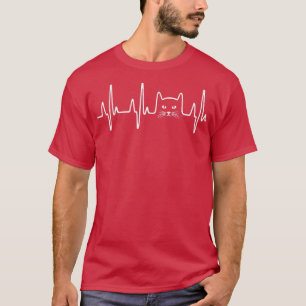 Cat Heartbeat Love Cat Women Girls Cute Funny Cat T-Shirt