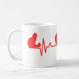 Cat Heartbeat Paw Love Design – Pet Lover Gift Coffee Mug