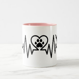 Cat Heartbeat with Another Cat Two-Tone Coffee Mug