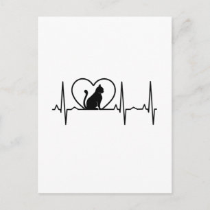 Cat Heartbeat with Heart  Postcard