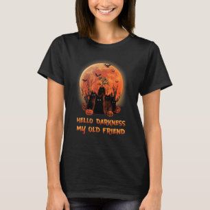 Cat Hello Darkness My Old Friends Black Cat T-Shirt