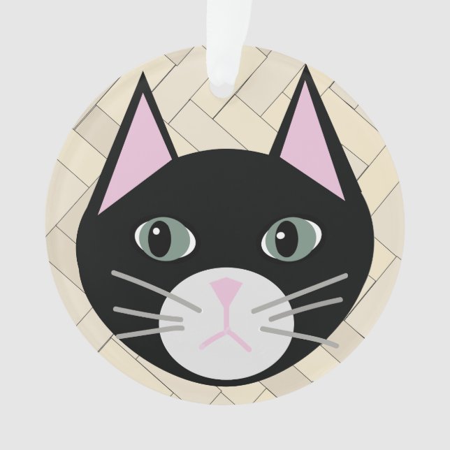 Cat herringbone beige ornament (Front)