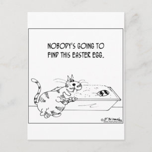 Cat Hides Easter Egg Holiday Postcard