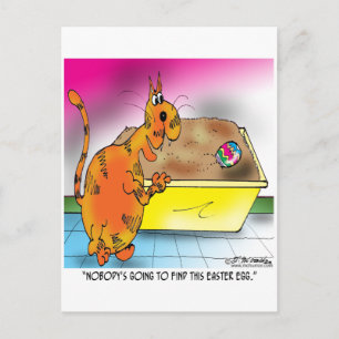 Cat Hides Easter Egg Holiday Postcard