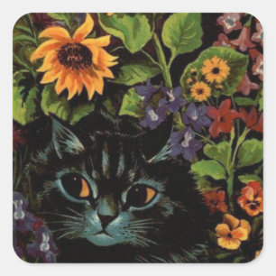 Cat Hiding in Flowers by Louis Wain Sticker Sheet