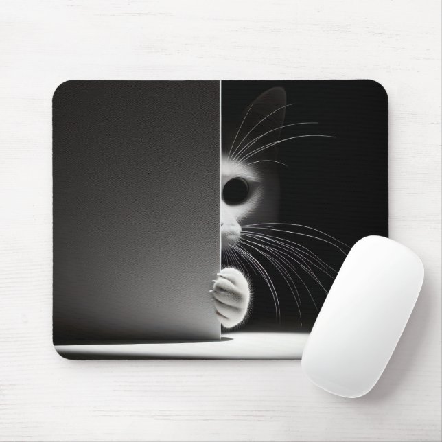 Cat Hiding In Shadows Mouse Mat (With Mouse)