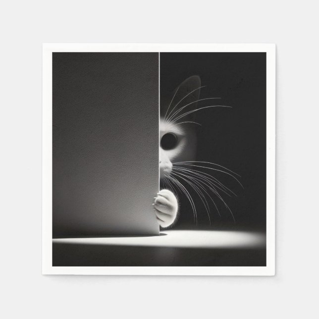 Cat Hiding In Shadows Napkin (Front)