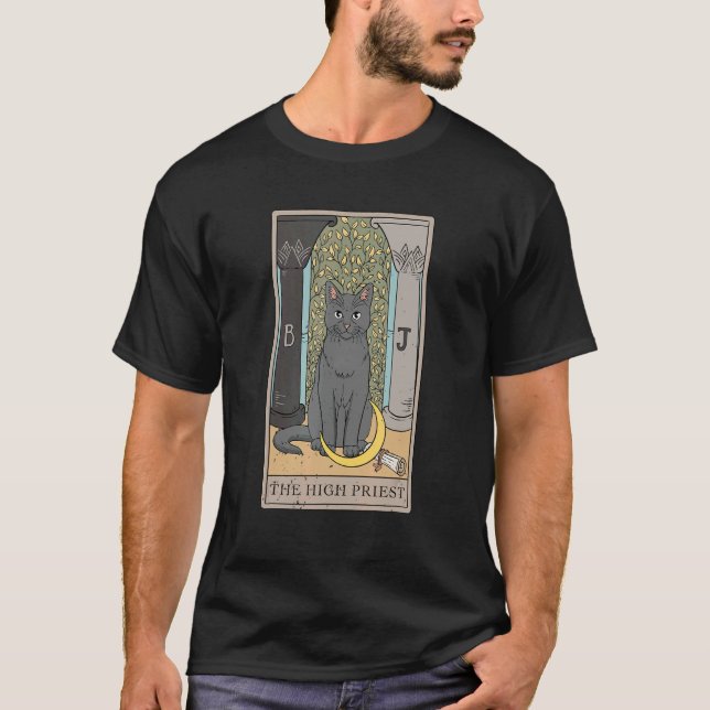Cat High Priest Tarot Card for a Tarot Card Reader T-Shirt (Front)