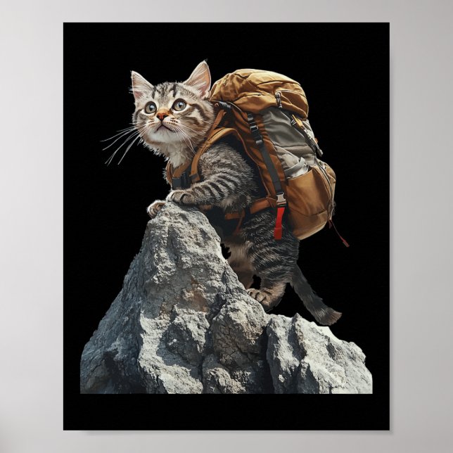 Cat Hiking Men Women Kids  Poster (Front)