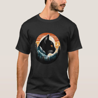 Cat Hiking Mountain Sunset Forest Nature Lover Gra T-Shirt