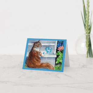Cat hobo sign, kind lady lives here greeting card