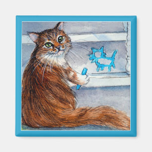 Cat hobo sign, kind lady lives here magnet
