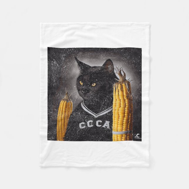 Cat Hockey Corn On The Cob  Fleece Blanket (Front)