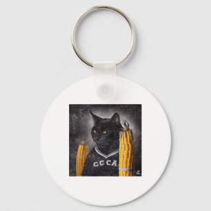 Cat Hockey Corn On The Cob  Key Ring