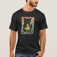 Cat hold Chicken Anime japanese Cool Graphic tee C
