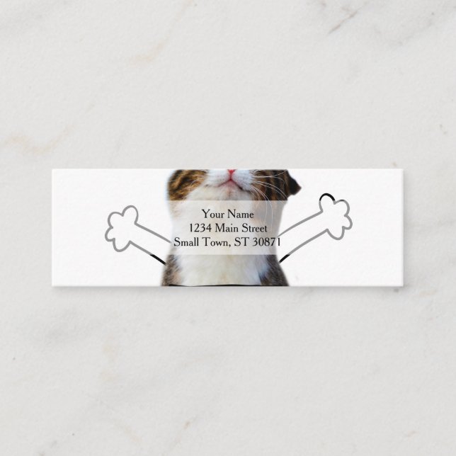 Cat Holding Free Hugs Sign Mini Business Card (Front)