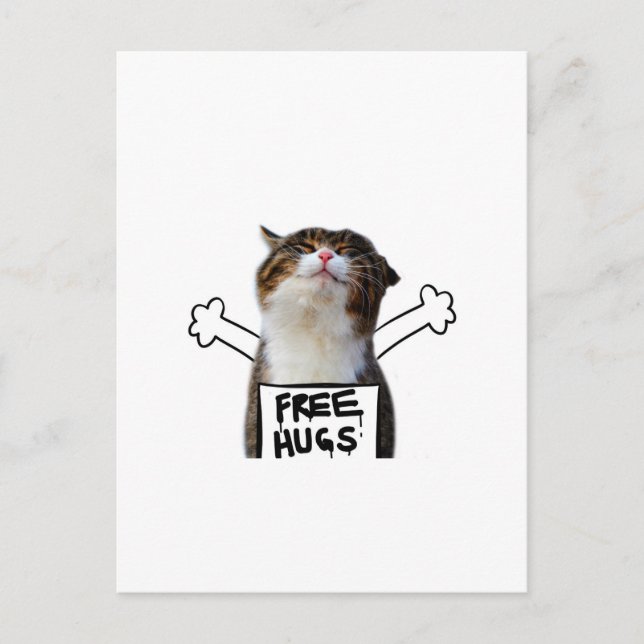 Cat Holding Free Hugs Sign Postcard (Front)