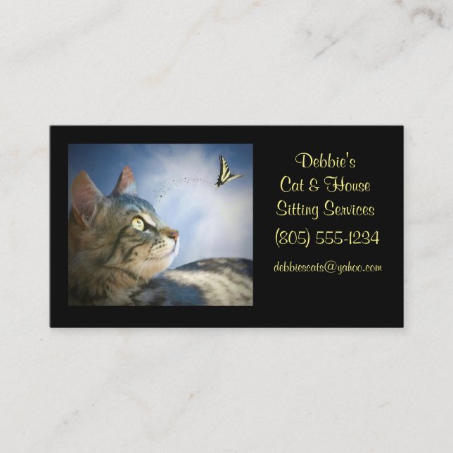 Cat & House Sitting Business Cards (Front)
