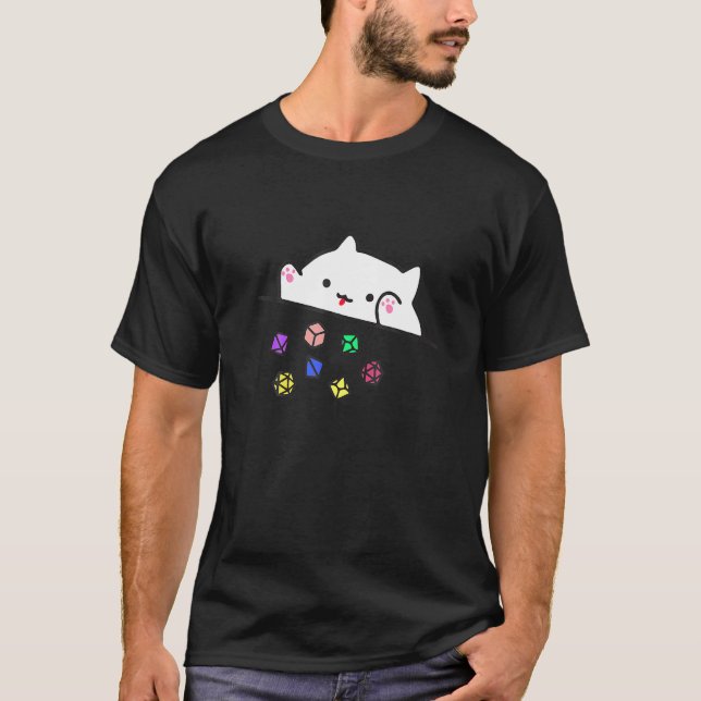 Cat Hrowing Dice  Cat T-Shirt (Front)