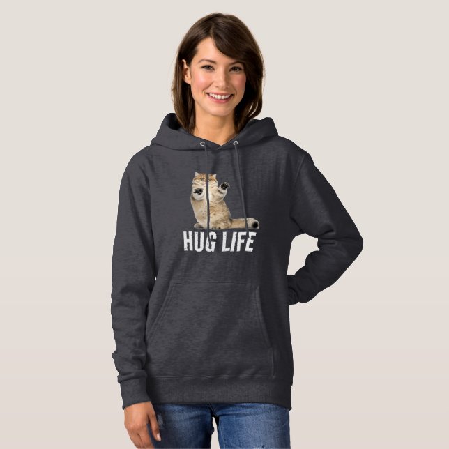 CAT HUG LIFE FUNNY HOODIE HOODIES  (Front Full)
