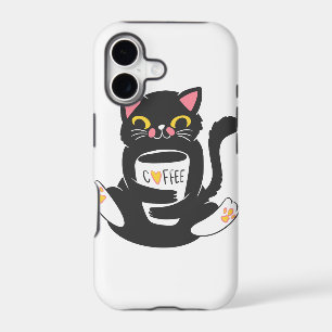 Cat hugging a coffee mug - Choose background colo