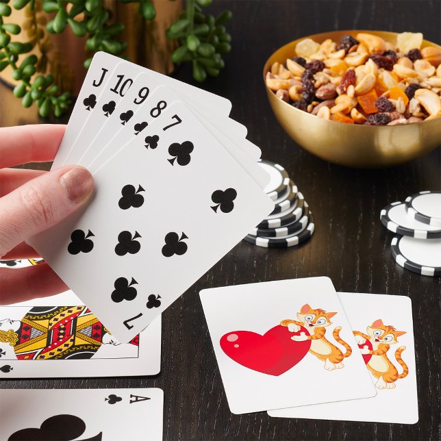 Cat Hugging Heart Adorable Love Kitty Playing Cards (Creator Uploaded)