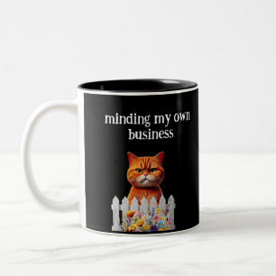 Cat Humour --Minding my own business Two-Tone Coffee Mug