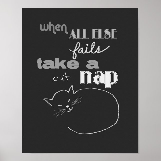 cat humour quote poster grey and white (Front)