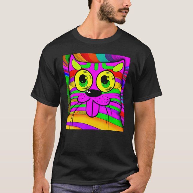 Cat humourous meow kitty portrait cute kitten cat  T-Shirt (Front)