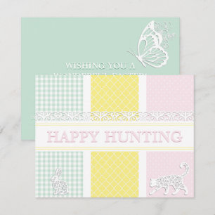 Cat Hunting Easter Bunny Fun Pastel Easter  Holiday Card