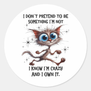 Cat I Dont Pretend To Be Soing Im Not I Know Im Cr Classic Round Sticker