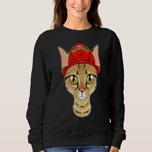 Cat   I Fireman Cat I Firefighter Savannah Cat Sweatshirt (Front)