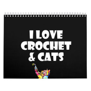 Cat I Love Crochet & Cats Embroidery Needlepoint Calendar