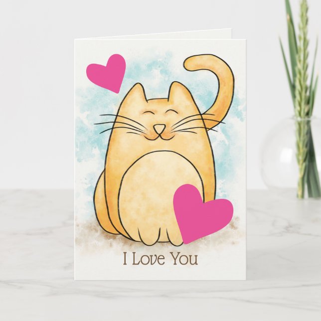Cat I Love You Custom Greeting Card (Front)