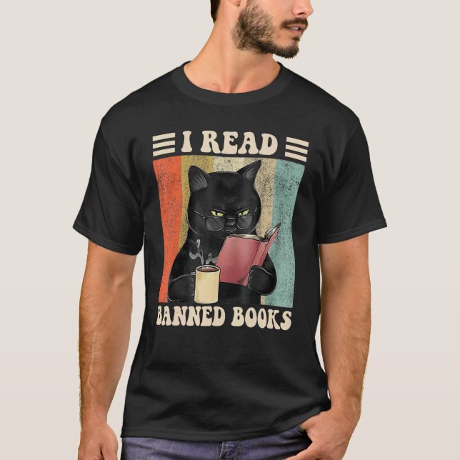 Cat I Read Banned Books  Bookworms Reading Book 3 T-Shirt (Front)