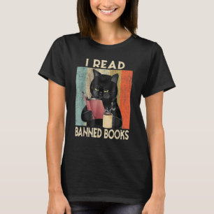 Cat I Read Banned Books Bookworms Reading Book 4 T-Shirt