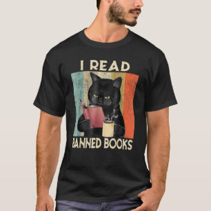 Cat I Read Banned Books Bookworms Reading Book T-Shirt