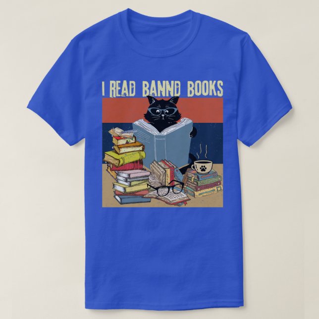 Cat I Read Banned Books T-Shirt (Design Front)