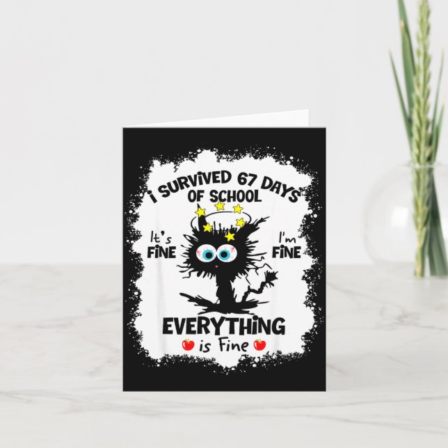 Cat I Survived 67 Days Of School Teachers Students Card (Front)