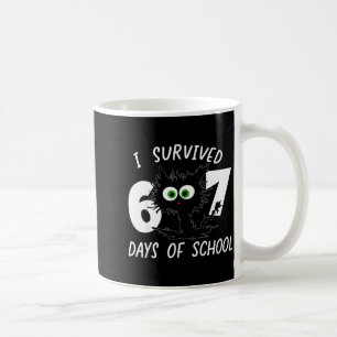 Cat I Survived 67 Days Of School Teachers Students Coffee Mug