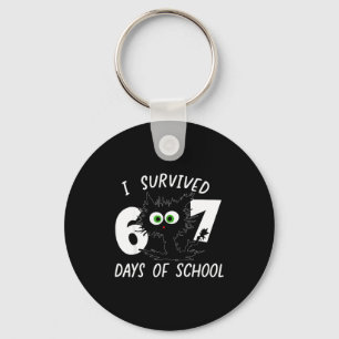 Cat I Survived 67 Days Of School Teachers Students Key Ring